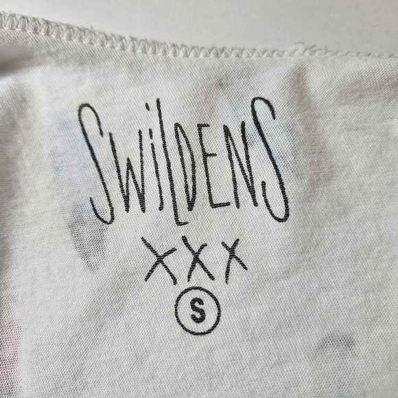 Swildens Beach Cover Up Dress, White W/ Colorful Feathers, Small - Picture 5 of 9